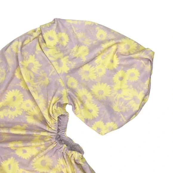 ASOS One Shoulder Puff Sleeve Cut Out Floral Midi Dress - Picture 11 of 16